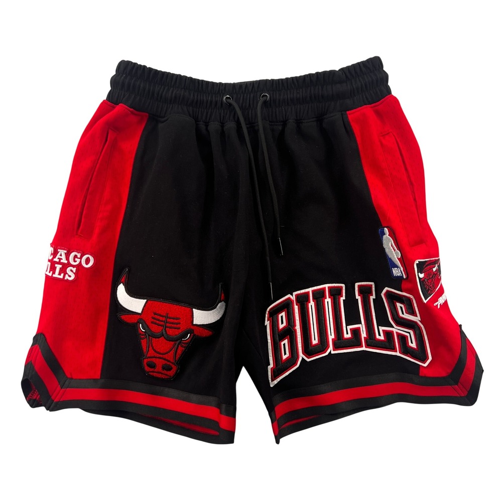 Pro Standard Chicago Bulls NBA Basketball Shorts Black Red Men XL Chenille Patch
